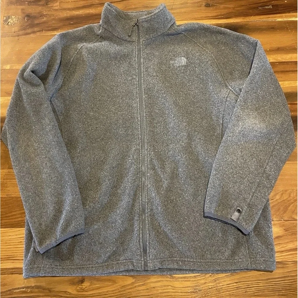 The North Face Jacket Men's XXL Gray Full Zip Fleece Sweater Outdoor